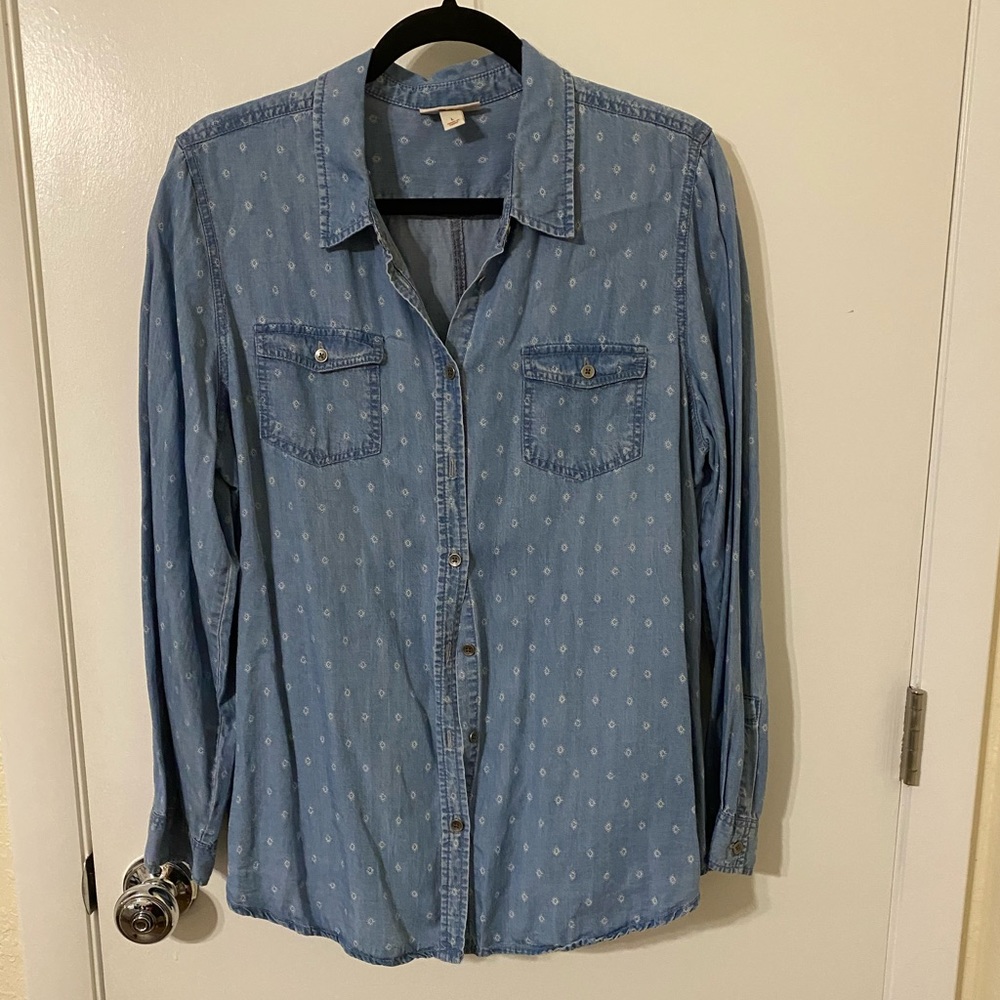 Patterned chambray shirt